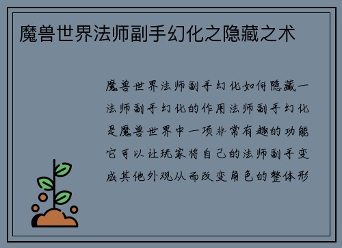 魔兽世界法师副手幻化之隐藏之术